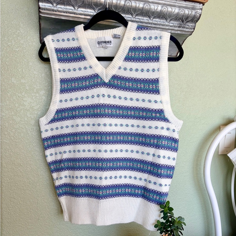 💜Sweater Vest💜 1940s inspired fair isle patterned women’s vest